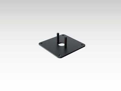 Halterung mit externer Befestigung schwarz lackiert.