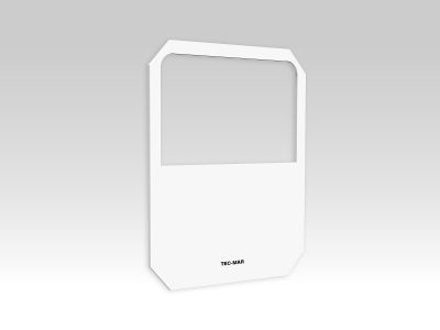 Weiß bedrucktes Glas für Serie BEST 3 komplett mit Verschlussverschleifer aus Edelstahl.