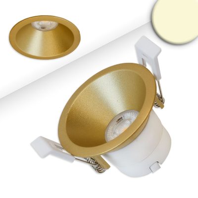 LED Einbaustrahler 60, gold, rund, 5W, CRI90, 3000K, rückversetzt, UGR<12, dimmbar