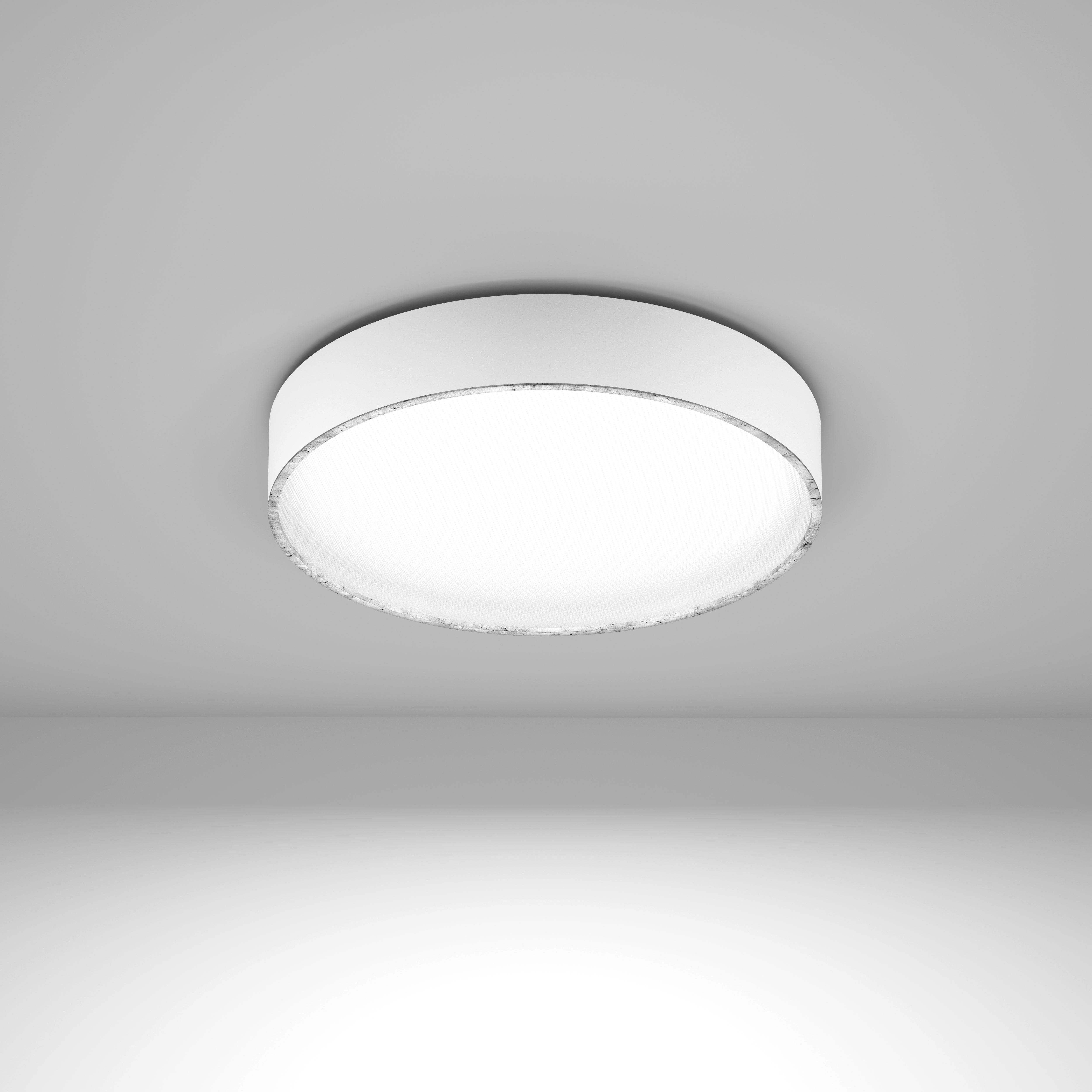 RONDO 90 Anbauleuchte | d450 | direkt | 2700-6500K | office opal | CRI> 90 | DALI | Basic | weiß | Dekorring hammersilber