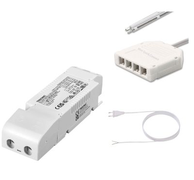 LED Netzteil SET montiert, 60W, 24V, Eurostecker, 2m Kabel, 6-fach Verteiler Mini QuickConnect, 2polig