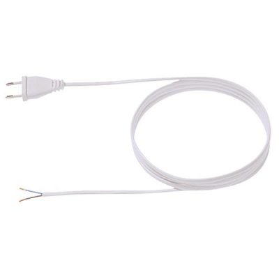Anschlusskabel Eurostecker, weiss, Länge 2,0m H03VVH2-F 2x0,75