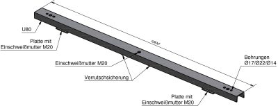 Lichtmast Traversenoberteil 3/5-fach Ausl. 1800