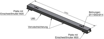Lichtmast Traversenoberteil 2/4-fach Ausl. 1200