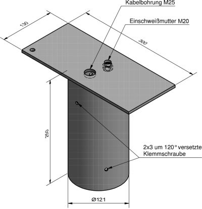Lichtmast 1-fach Traverse für Zopf Ø89 -Ø108 | 300mm