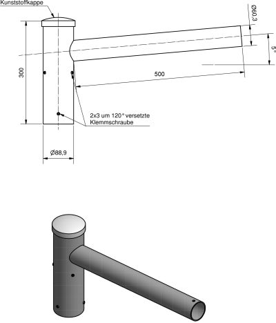 Lichtmast Einfachaufsatz  EAF 76/60-500
