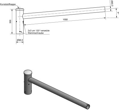 Lichtmast Einfachaufsatz  EAF 76/60-1000