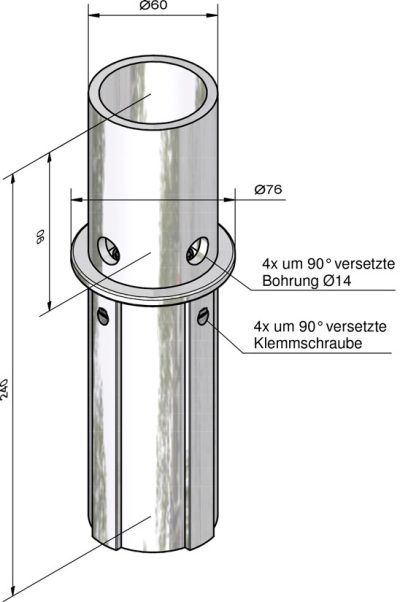 Lichtmast Einsteckreduzierung 76/60 Aluguss