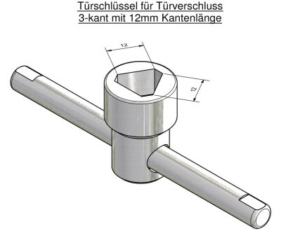 Lichtmast Türschlüssel f. Masttüren 3kt 12mm