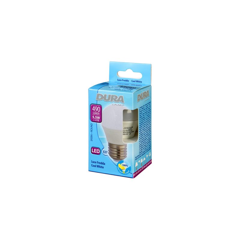 LED-Lampe E27 KUGEL LED 5W 490lm 6500K 240° - Bild 1