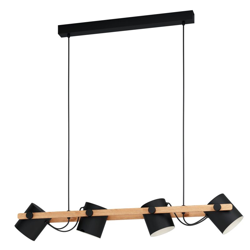 Eglo Leuchten HORNWOOD Pendelleuchte Cremefarben. Schwarz. 4-flammig - Bild 1