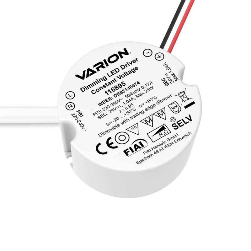 LED Schalterdosen PWM-Trafo 24V/DC, 0-25W, Tiefe 30mm, IP65, dimmbar, SELV