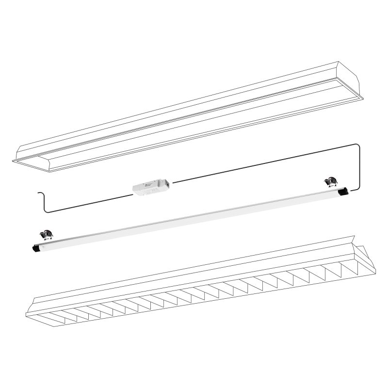 LED RE-FIT SET 1-flammig DALI | 13W | 1814lm | 927 | 1124mm | ersetzt Leuchtstoffröhre: T5 HE. 1150mm. 28W