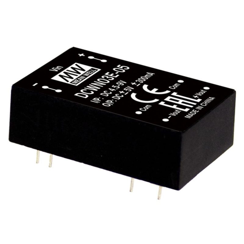 MEANWELL DCWN03E-15 DC/DC-Conv 4,5-9V:+/-15V 100mA 3W