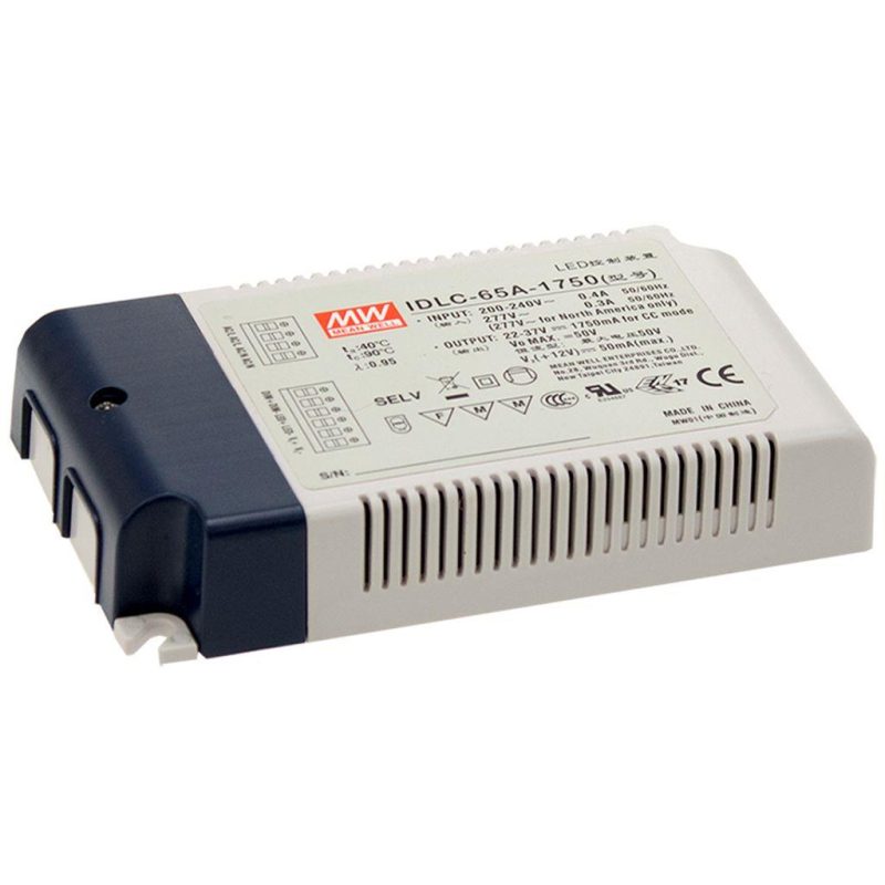 MEANWELL IDLC-65A-1050 SNT 65,1W 46-62V/1050mA CC dimm. +DC Aux