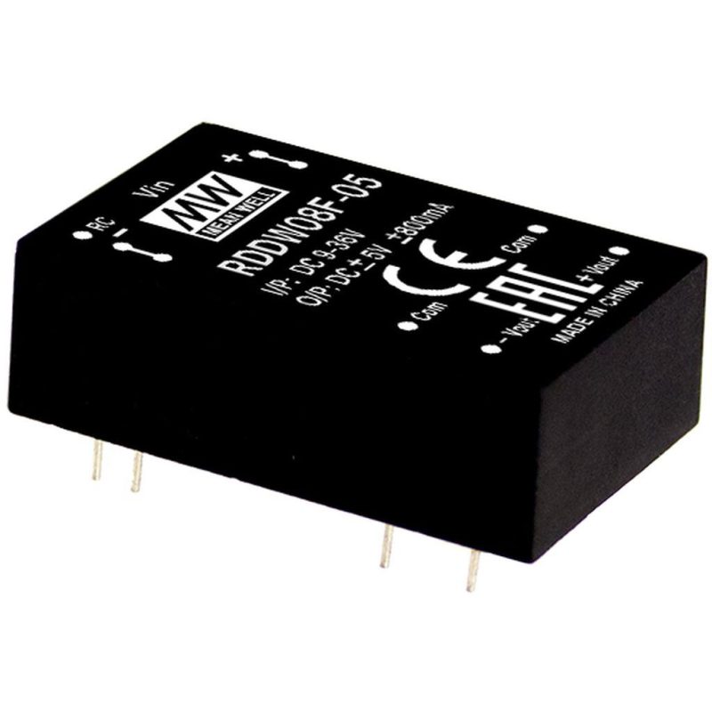 MEANWELL RDDW08F-05 DC/DC-Conv 9-36V:+/-5V +/-800mA 8W