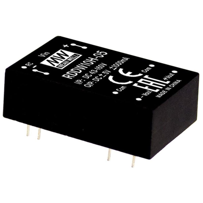 MEANWELL RDDW10H-05 DC/DC Conv 43-160V:+/-5V +/-1000mA 10W