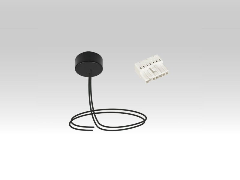 Schwarze Rosette + Stromversorgungskabel 6P+T (1,5m) + Leitungsanfangsstecker. - Bild 1