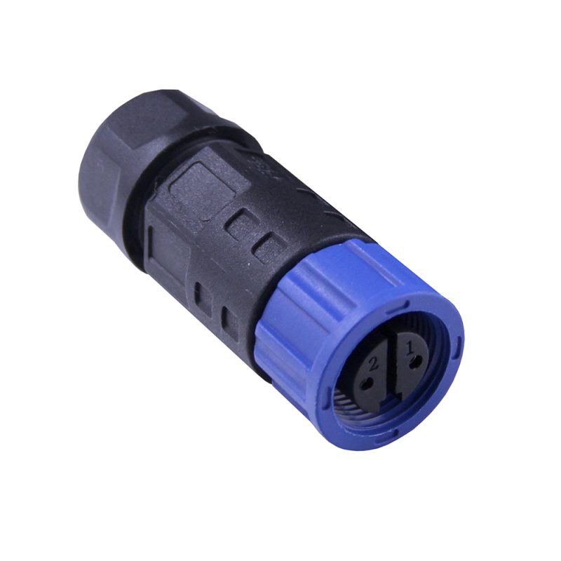 Wasserdichter Stecker Female, IP68, 48V, 10A, 2-polig, schraubgesichert, Outdoor