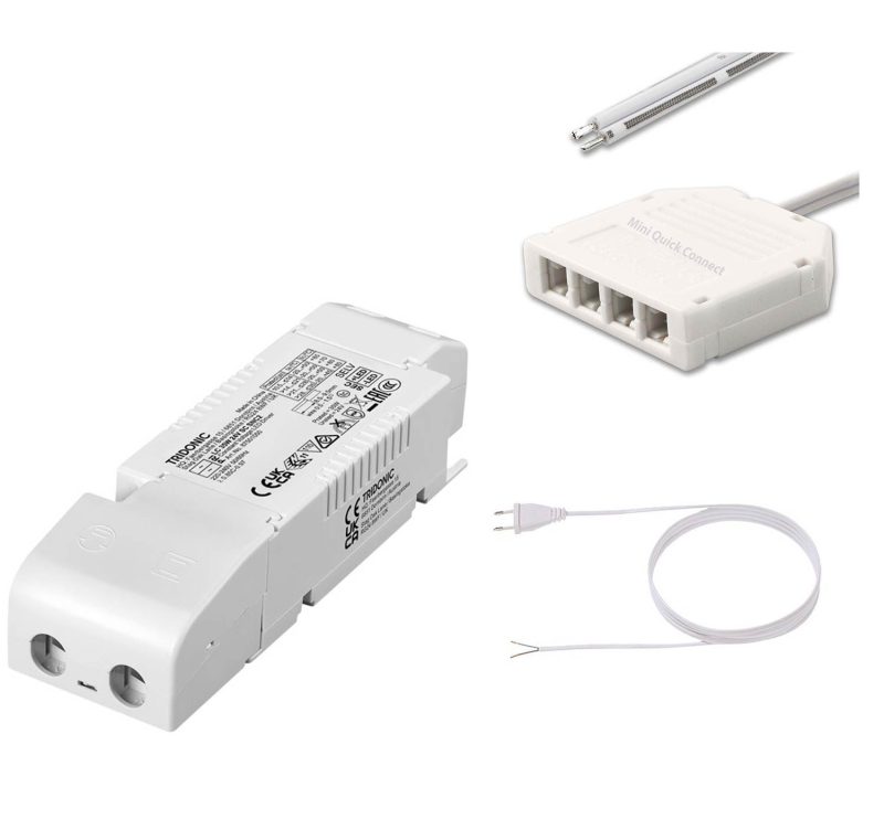 LED Netzteil SET montiert, 60W, 24V, Eurostecker, 2m Kabel, 6-fach Verteiler Mini QuickConnect, 2polig