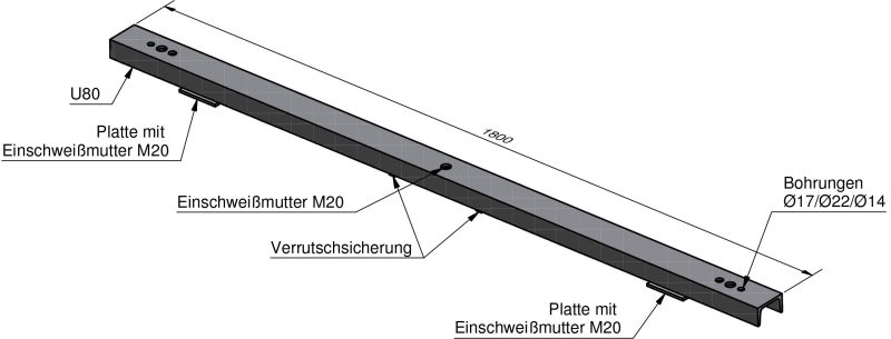 Lichtmast Traversenoberteil 3/5-fach Ausl. 1800