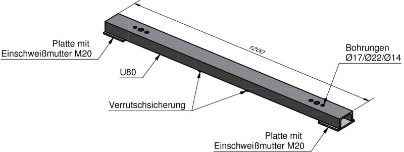 Lichtmast Traversenoberteil 2/4-fach Ausl. 1200