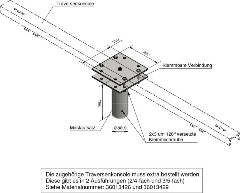 Lichtmast Traversenunterteil für Zopf Ø76