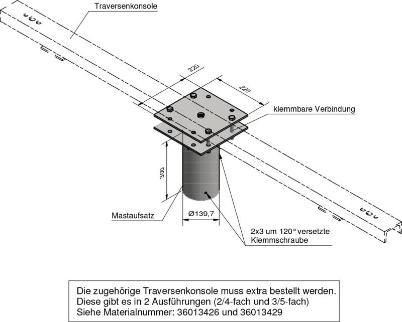 Lichtmast Traversenunterteil für Zopf Ø121