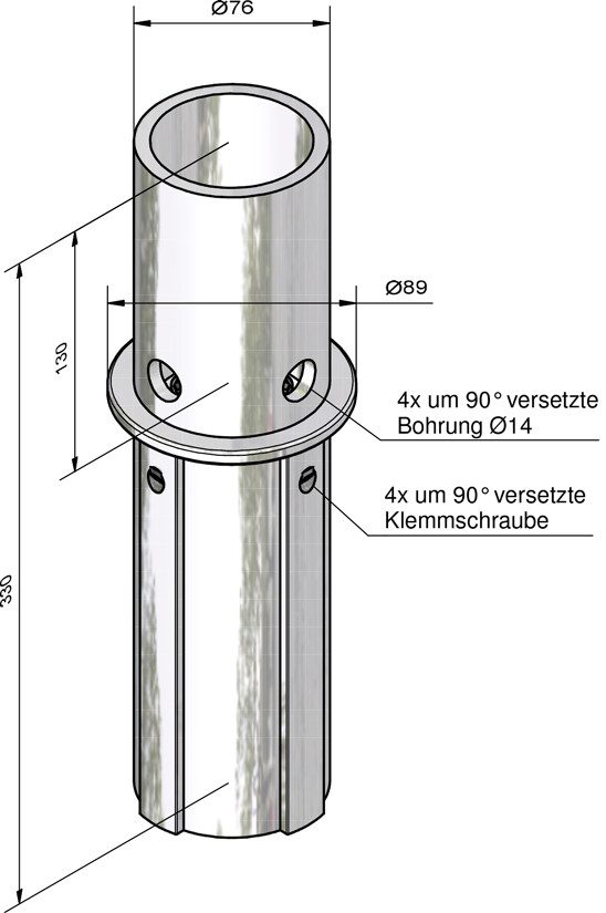 Lichtmast Einsteckreduzierung 89/76 Aluguss
