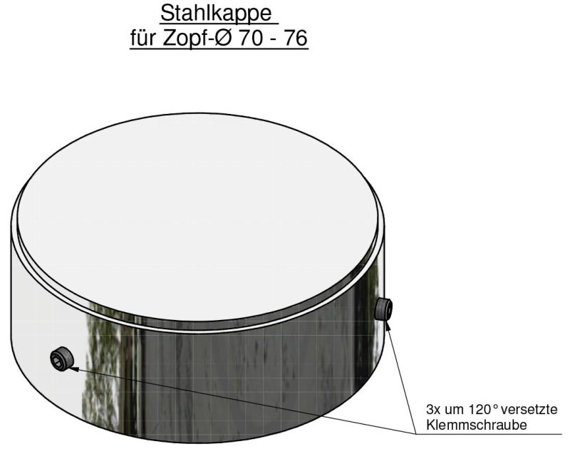 Lichtmast Stahlkappe D: 88.9 für Zopf 70-76mm