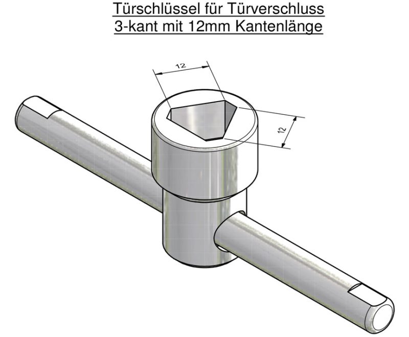 Lichtmast Türschlüssel f. Masttüren 3kt 12mm